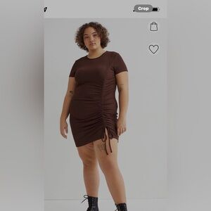 Elegant Brown Ruched Women's dress